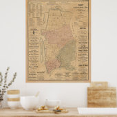 ヴィンテージロングアイランドシティNYの地図(1876) ポスター (キッチン)