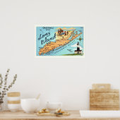 ヴィンテージロングアイランドマップポスタープリント ポスター (キッチン)