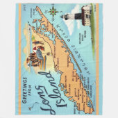 ヴィンテージロングアイランド、ニューヨークの地図 フリースブランケット (正面)