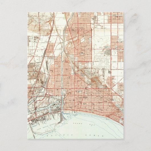 ヴィンテージロングビーチカリフォルニアの地図(1949) ポストカード (正面)