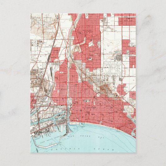 ヴィンテージロングビーチカリフォルニアの地図(1949) 3 ポストカード (正面)