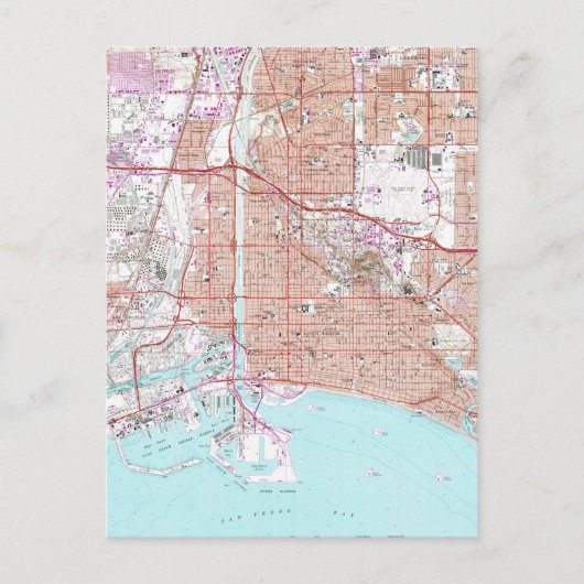 ヴィンテージロングビーチカリフォルニアの地図(1964) ポストカード (正面)