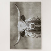 ヴィンテージロングホーン牛 ジグソーパズル (縦)