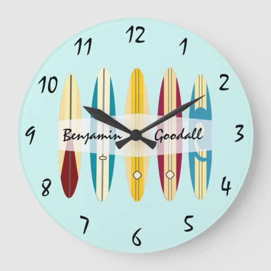 ヴィンテージロングボード ラージ壁時計 (正面)