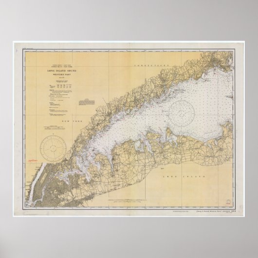 ヴィンテージロング・アイランド・サウンドの地図(1934) ポスター (正面)