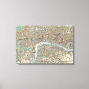 ヴィンテージロンドンの地図(1848年) キャンバスプリント