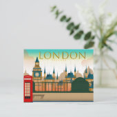 ヴィンテージロンドンイングランドブリッジビュー&電話ブース ポストカード (スタンド正面)