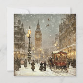 ヴィンテージロンドンウィンタークリスマスシティスケープ シーズンカード (正面)