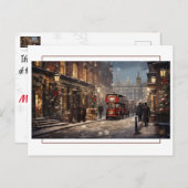 ヴィンテージロンドンクリスマス通りシーン ポストカード (正面/裏面)