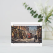 ヴィンテージロンドンクリスマス通りシーン ポストカード (スタンド正面)