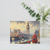 ヴィンテージロンドンシティイングランドビッグベントラベルアート ポストカード (スタンド正面)