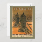 ヴィンテージロンドンパリ鉄道旅行広告 シーズンポストカード (正面/裏面)