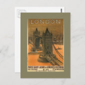 ヴィンテージロンドンパリ鉄道旅行広告 ポストカード (正面/裏面)