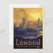 ヴィンテージロンドンビッグベン国会議事堂テムズリバー シーズンポストカード (正面/裏面)