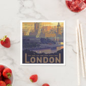 ヴィンテージロンドンビッグベン国会議事堂テムズリバー スタンダードカクテルナプキン (インサイチュ)