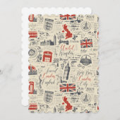 ヴィンテージロンドンフラットグリーティングカード 招待状 (正面/裏面)