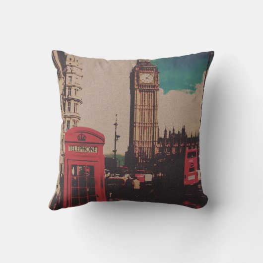 ヴィンテージロンドンランドマークKeep Calm and Carry On クッション (裏面)