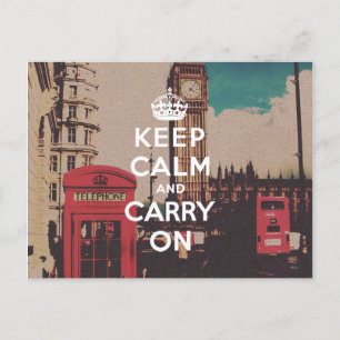 ヴィンテージロンドンランドマークKeep Calm and Carry On ポストカード