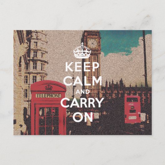 ヴィンテージロンドンランドマークKeep Calm and Carry On ポストカード (正面)