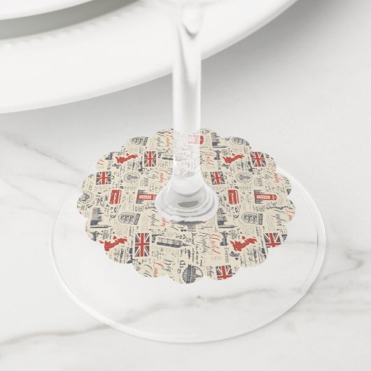 ヴィンテージロンドンワインラベル ワイングラスタグ (クローズアップ)