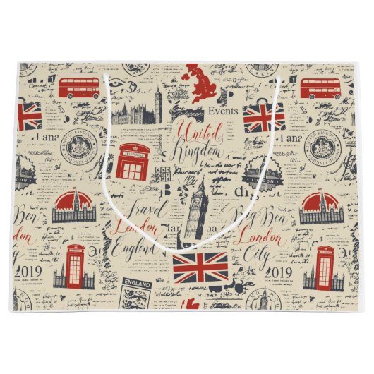 ヴィンテージロンドン抱き枕 ラージペーパーバッグ (正面)