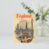 ヴィンテージロンドン航空旅行ビッグベン議会 ポストカード (スタンド正面)