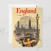 ヴィンテージロンドン航空旅行ビッグベン議会 ポストカード (正面/裏面)