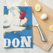 ヴィンテージロンドン,イギリス旅行ポスター キッチンタオル (四つ折り)