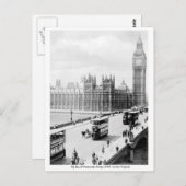 ヴィンテージロンドン、ビッグベン、ウェストミンスター橋 ポストカード (正面/裏面)