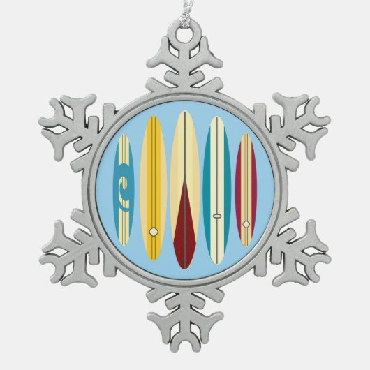 ヴィンテージロンボード スノーフレークピューターオーナメント (正面)