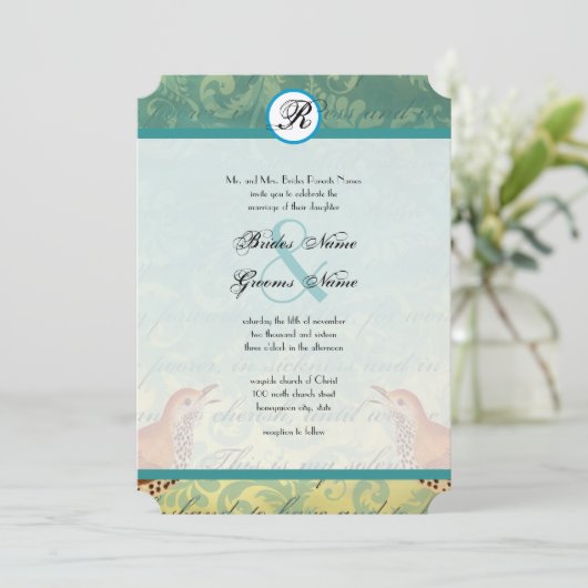 ヴィンテージロヴェバードラグーンエンダイブ結婚式招待状 招待状 (スタンド正面)