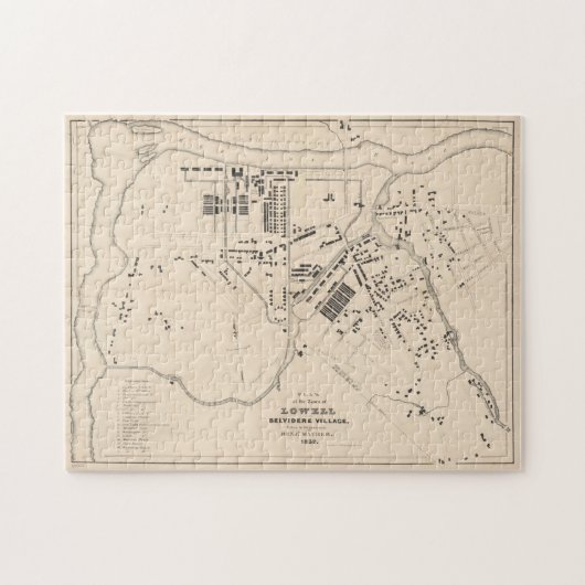 ヴィンテージローエルMAの地図(1832) ジグソーパズル (横)