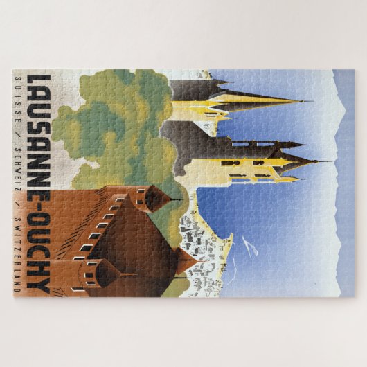 ヴィンテージローザンヌ・ウチー・スイス旅行ポスター ジグソーパズル (横)