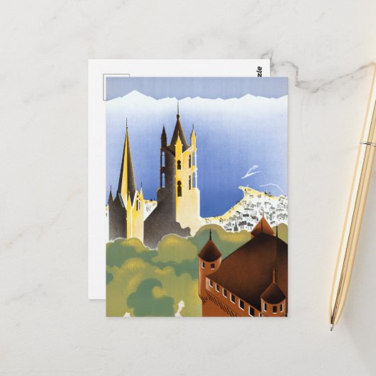 ヴィンテージローザンヌ・ウチー・スイス旅行 ポストカード (正面/裏面インサイチュ)