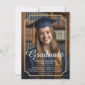 ヴィンテージロースクールのカスタマイズ可能な写真の発表 招待状 (裏面)