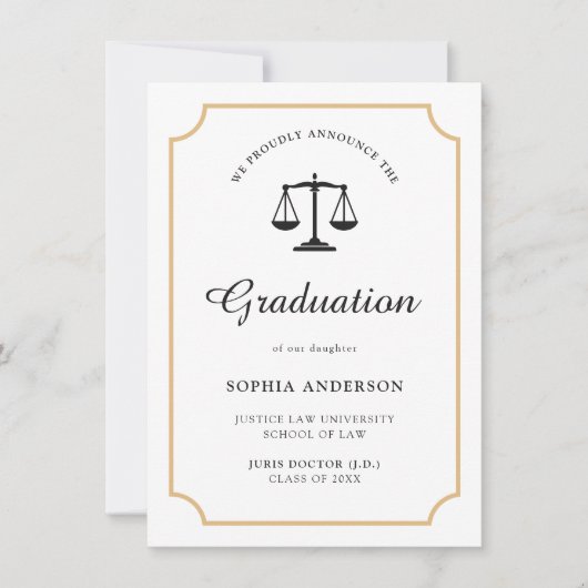 ヴィンテージロースクールのカスタマイズ可能な写真の発表 招待状 (正面)