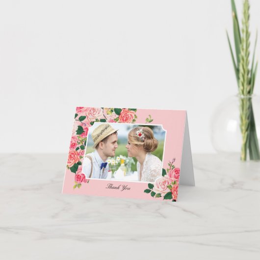 ヴィンテージローズのウェディングサンキューレター サンキューカード (正面)