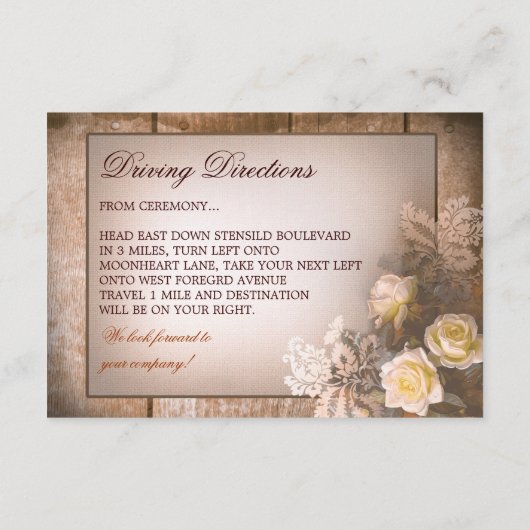 ヴィンテージローズのウェディングレセプションのデザイン エンクロージャーカード (裏面)