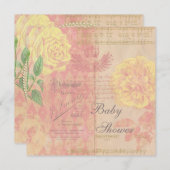 ヴィンテージローズのクラウンミュージックコラージュベビーシャワー 招待状 (正面/裏面)