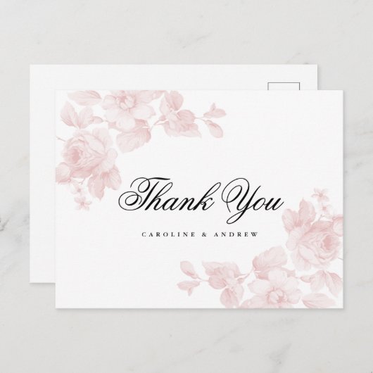 ヴィンテージローズの植物学的な感謝の気持ちを伝えるポストカード ポストカード (正面/裏面)