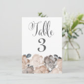 ヴィンテージローズの結婚式テーブルナンバーカード 招待状 (スタンド正面)