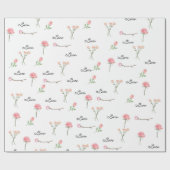 ヴィンテージローズの花柄ラブ包装紙 ラッピングペーパー (フラット)