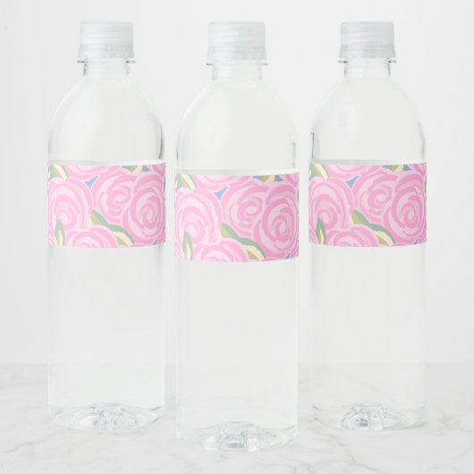 ヴィンテージローズの花柄 ペットボトルラベル (ボトル)