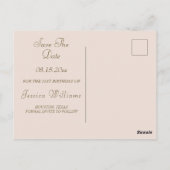 ヴィンテージローズの蝶と音符のデザイン Save The Date ポストカード (裏面)