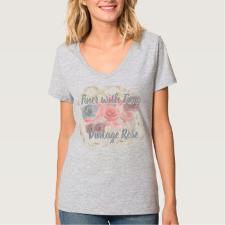 ヴィンテージローズデザインTシャツ 女性用 Tシャツ