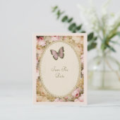 ヴィンテージローズバタフライ、ミュージックノーツ セーブザデート ポストカード (スタンド正面)