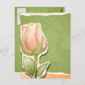 ヴィンテージローズバッド緑はがき ポストカード (正面/裏面)