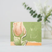 ヴィンテージローズバッド緑はがき ポストカード (スタンド正面)