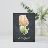 ヴィンテージローズバッド黒はがき ポストカード (スタンド正面)