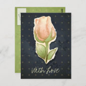 ヴィンテージローズバッド黒はがき ポストカード (正面/裏面)